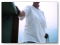 Carole on board Grog, 2002